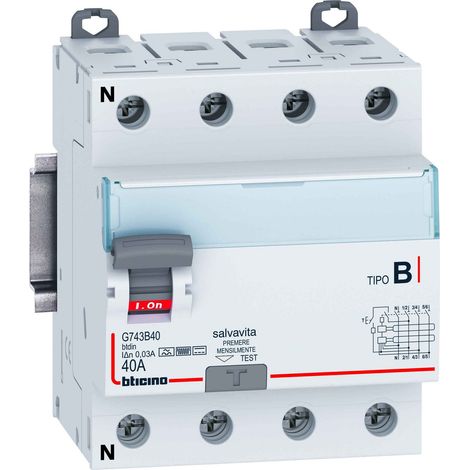 BTicino G744B40 Interrupteur différentiel Type B 4P In= 40A