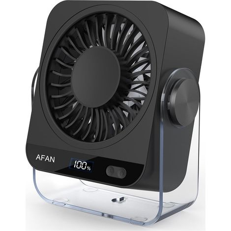 Ventilateur de bureau USB rechargeable 3600mAh réglable inclinable silencieux ventilateur portable maison bureau voyage usage quotidien noir compact été