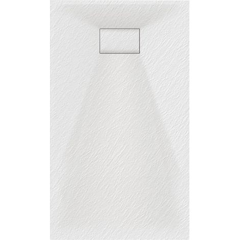 Luxury 800 x 1800mm Low Profile Textured Shower Tray and Waste - White (1/2)