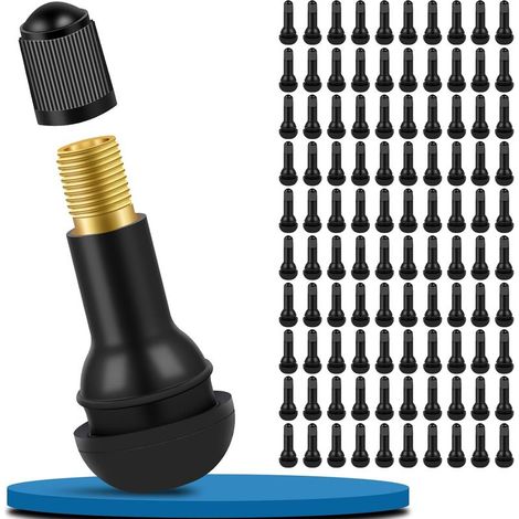 TR413 Rubber Valves, 100 Pieces, Universal Rubber Valves, Clip-on Rubber Valves, Car Valves, Rubber Valves for Most Car and Motorcycle Tires (1/5)