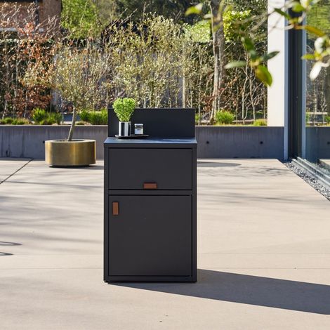 Cuisine extérieure acier 2 portes L60cm noir - Thira (1/5)
