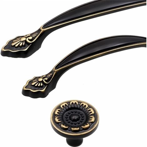 Poignées de meuble vintage en bronze noir, tiroir, porte placard (1/5)