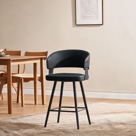Fauteuil de salle à manger en similicuir noir 46 x 47 x 94,5 cm (1/5)