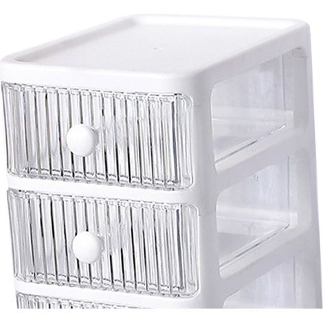 Aufbewahrungsbox mit Cartoon-Muster fürs Büro, transparente Mini-Aufbewahrungsbox, Schubladenschrank für Bürobedarf, 4-stöckiger Organizer. (1/5)