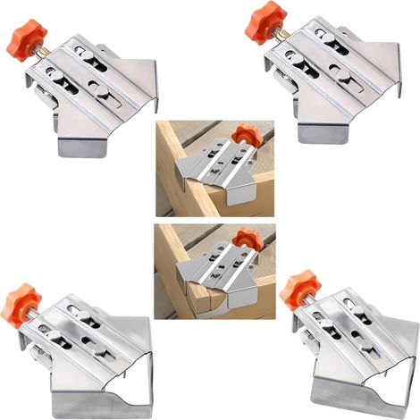 4Pcs Serre Joint Angle - Pince à Angle Droit Réglable à 90 Degrés en Acier Inoxydable,Fixateur d'angle droit avec mâchoire pivotante réglable pour le travail du bois,outils en bois pour charpentier (1/5)