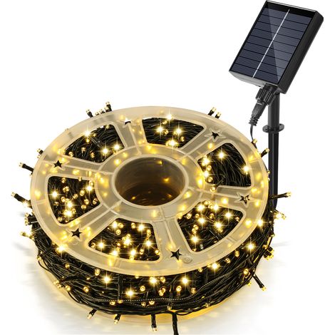 SWANEW 100M 1000LED Luce solare di Natale IP44 8 modalità decorazione festiva Giardino interno all'aperto per Natale compleanno matrimonio bianco caldo (1/5)