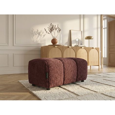 BOBOCHIC - Pouf ROXELANE tissu bouclette Rouge