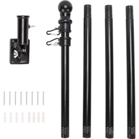 Kit de mat drapau fixé sur mur en acier inoxydable pour maison porche avec socle et anneau anti-enroulement tournant (1/5)