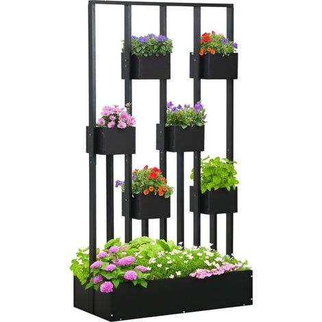 Jardinière surélevée avec treillis en bois pour plantes, légumes, fleurs ou herbes aromatiques, dim. 90L x 45L x 170H cm