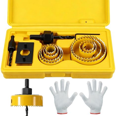 13 x Bi-Metal Carbon Steel Hole Saw Kit 19-64 mm, Hole Saw Box for Wood, Plaster Plate and Plaster Plates (1/5)