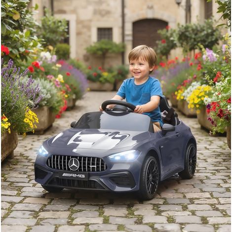 Mercedes-AMG Elektroauto für Kinder 12 V mit Fernbedienung, LED, Musik, grau OKMYHOME (1/5)