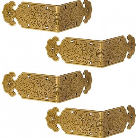 BEBUSINGOTO Set mit 4 dekorativen Eckenschützern aus antikem Messing für Möbel im Vintage-Stil (1/5)