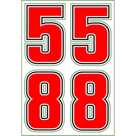 Tabella Numeri SIC, 4 pz, Rosso