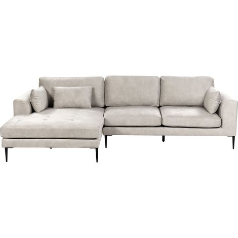 Corner Sofa 3 Seater FLAM Velvet Grey Right Hand