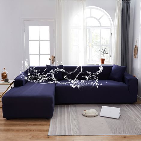 Ciel-Housse de canapé 3 places (190–230 cm) – Étanche 100 %, en tissu élastique doux et respirant, matière soie de lait bleu marine, anti-poussière, sans housse de coussin