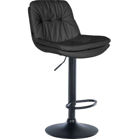 Sgabello alto x1 per cucina e bar con seduta morbida in similpelle nero scuro struttura in metallo nero 100005701