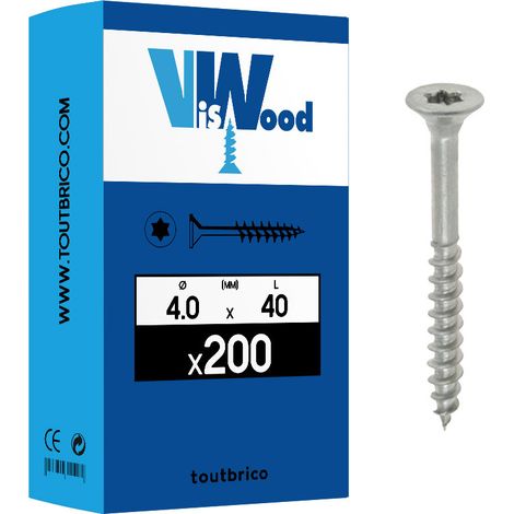 Vis inox A2 tête fraisée filetage partiel - Viswood - 4 - 40 (1/2)
