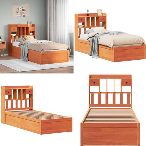 Estructura de cama sin colchón madera maciza marrón 75x190 cm - Estructura de cama - Cama sin colchón