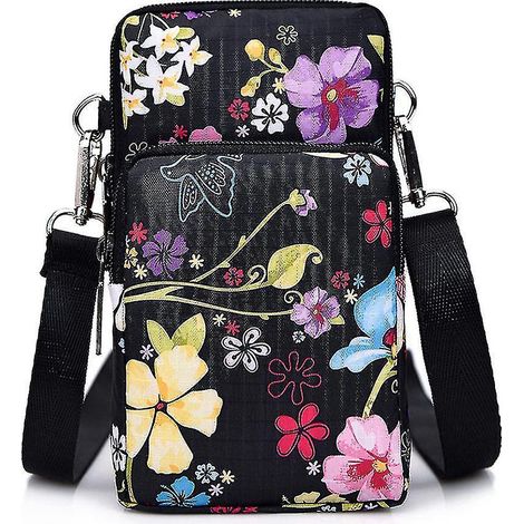 Petit sac à main pour téléphone portable femme, sac bandoulière en nylon à 3 compartiments avec fermeture éclair, brassard de sport et portefeuille (livraison gratuite) (1/5)