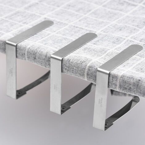 RHG Lot de 12 Pinces à Nappe en Acier Inoxydable 7x8 cm - Antidérapantes pour Extérieur, Restaurant, Mariage (1/4)