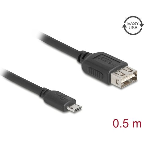 Delock USB 2.0 Kabel EASY USB Typ Micro-B Stecker zu EASY USB Typ-A Buchse 0,5 m