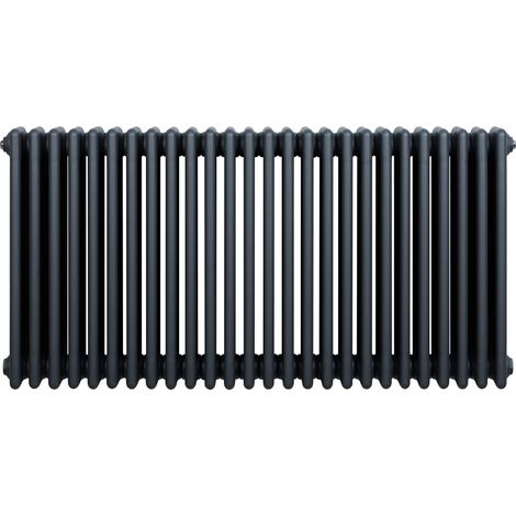 Radiateur Traditionnel à 4 Colonnes 600 x 1010 mm en Acier Carbone Gris Anthracite Chauffage Central Horizontale Monté Sur Mur [Brosse de Nettoyage & Supports INCLUSES]