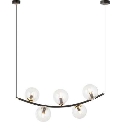 Lampadario sospensione RITZ 5 luci nero vetro Emibig (1/4)