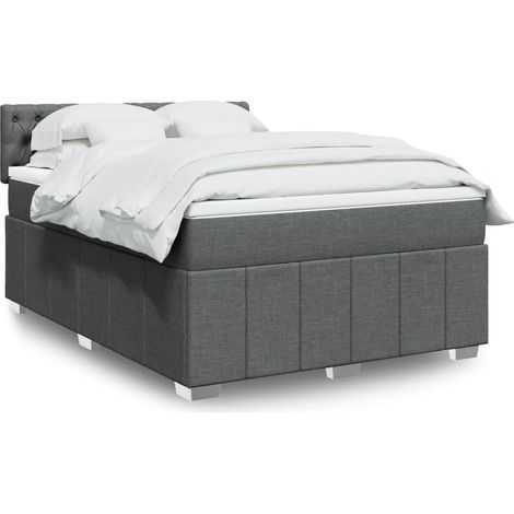 Boxspringbett mit Matratze Dunkelgrau 160x200 cm Stoff