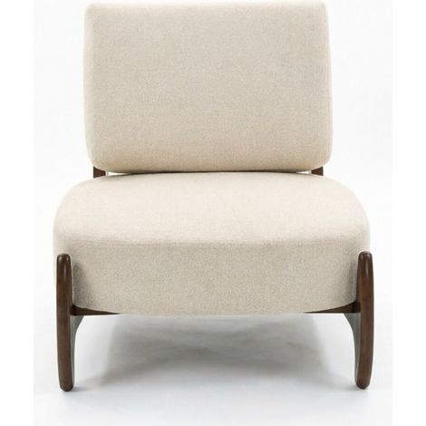 Sillón de salón en chenilla crema con cojín grueso y asiento acolchado (1/5)