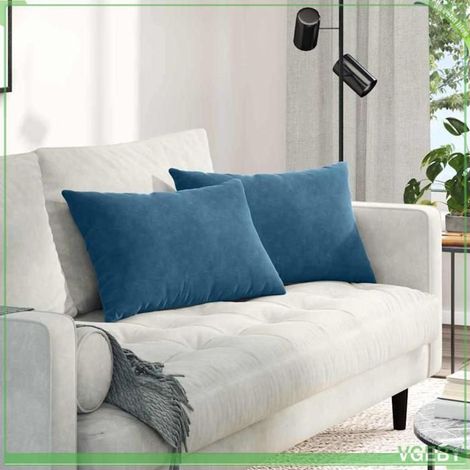 Coussins de canapé (2 pièces) - FAFEISY - 42013669 - Velours côtelé - Bleu 60 x 40 cm - Housses amovibles (1/5)