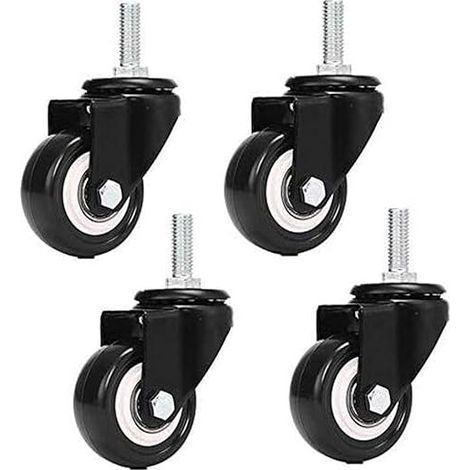 M8x25mm 4 pièces portant 240kg pu roulette pivotante trolley meubles pied remplacement de roue (pas de roulettes de frein) (1/5)