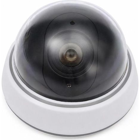 caméra de simulation factice dôme de surveillance avec lumière rouge clignotante (blanche) (1/5)