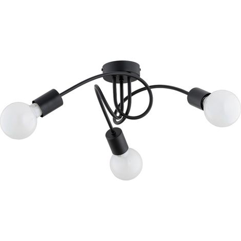 Alfa FARTA Industrial Black Metal Ceiling Light Fixture 3x E27 Sockets, 47cm Loft Modern Minimalist Flush Mount Lamp, Dimmable with Bulbs, Max 3x15W, 220-240V