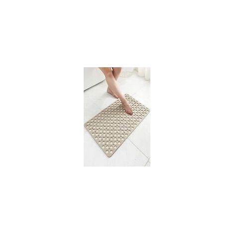 Rutschfeste Anti-Schimmel-Badematte, TPE-Duschmatte, antibakterieller, rutschfester Badezimmerteppich mit Saugnäpfen, Khaki, 43,9 x 74,9 cm. (1/5)