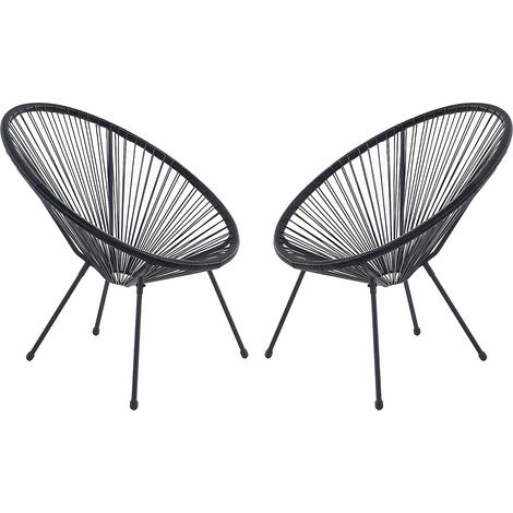 Lot de 2 fauteuils de jardin en fils de résine tressés - Noir - ALIOS III de MYLIA