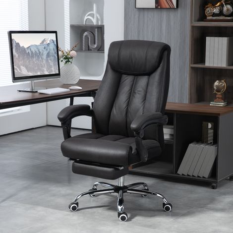 Chaise de bureau, chaise de direction, avec repose-pieds, réglable en hauteur, inclinaison jusqu'à 145°, 66 x 70 x 119 cm, noire (1/5)