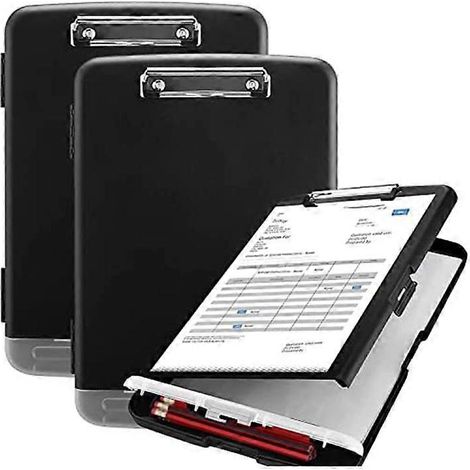 Lot de 2 porte-documents avec rangement, format A4, grande capacité, pour soins infirmiers, robustes, avec pince métallique. (1/5)