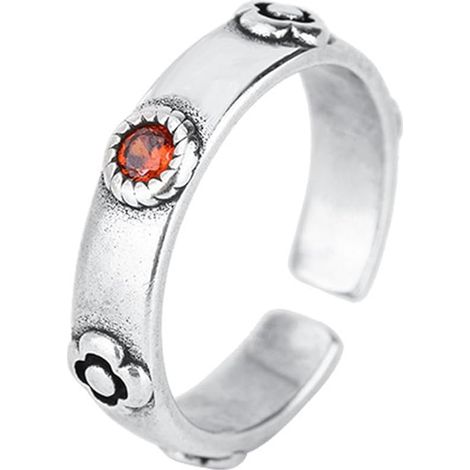 Bague Château, Bague Tendance Style Européen et Américain, Bijou de Couple Vintage en Alliage, Périphérique Anime (Argent Antique Rouge Foncé) (1/4)