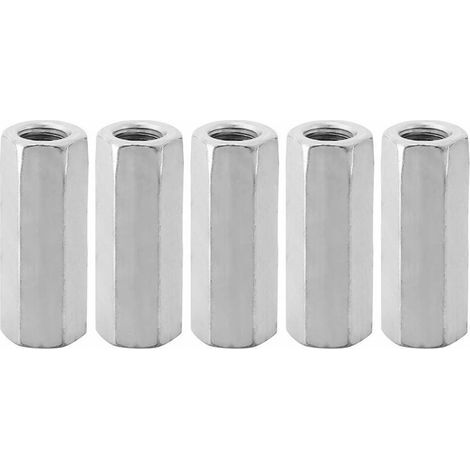5Pcs Écrou Manchon Acier Carbone M12, Manchon Hexagonal M12 50, Ecrou Long M12 de Connecteur Tige Filetée M12 de Douille Écrou Fixations Filetées (M1250-15mm) (1/5)
