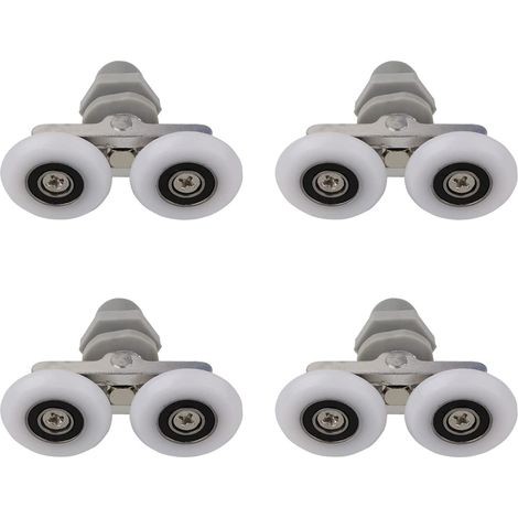 Roulettes Doubles pour Porte de Douche Roulettes pour Porte de Douche Roulettes Coulissantes Porte Salle de Bain Douche Rouleau de Douche de Rechange,Pièces de rechange pour salle de bain 19mm 4 PCS (1/4)