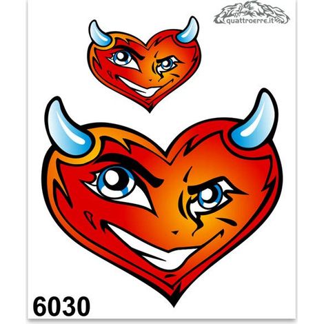 Adesivi Sticker Cuore Diavoletto, 10 x 12 cm (1/4)