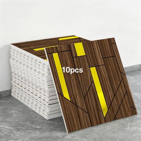 Juego de 10 papeles pintados autoadhesivos con efecto madera (efecto azulejo, dimensiones: 30 x 30 x 0,2 cm) (1/5)