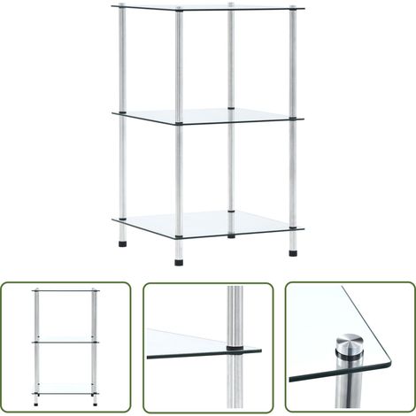 The Living Store Étagère 3 niveaux Transparent 40x40x67 cm Verre trempé - Bibliothèque Design - Étagère Vitrée - Meuble Rangement - Bibliothèque Moderne - Étagère Transparente (1/5)