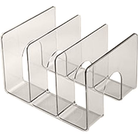 Serre-livres de bureau à 3 compartiments, organisateur de livres vertical transparent, séparateur, étagère de bureau pour l'école et la maison, gris (1/4)