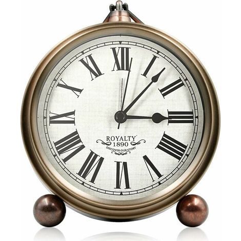 royaluxe - Réveil matinal, réveil vintage, réveil rétro grand visage, réveil analogique pour enfants adultes, quartz silencieux, horloge sans tic-tac, décoration d'intérieur (1/5)