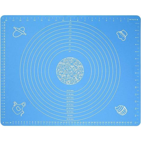 Accessoires cuisine et cuisson Tapis de Cuisson Patisserie en Silicone Anti-adhésif Réutilisable Baking Mat Fondant Pate, 100% sans Bisphénol-A (BPA), avec Mesure, 50 x 40 cm (Bleu) (1/5)