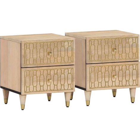 Maison Exclusive - Comodini 2pz 40x33x46 cm in Legno Massello di Mango (1/5)