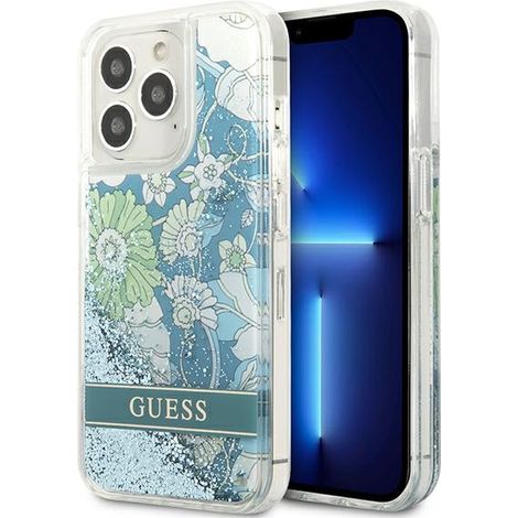 Hülle für iPhone 13 Pro Max, Guess Flower Liquid Glitter Grün (1/5)