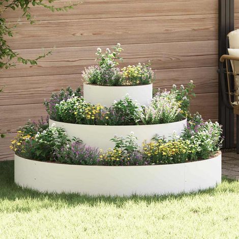 Garten-Pflanzgefäß Weiß 120 x 120 x 20 cm Kaltgewalzter Stahl