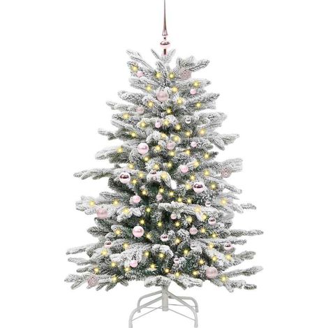 Sapin de Noël,Arbre de Noël Artificiel à Branches Articulées Blanc 150 cm CFW80963 (1/5)